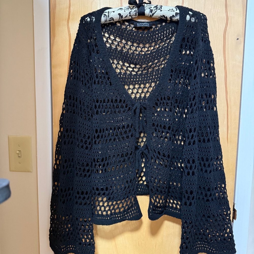 BloomChic Black Crochet Cardigan